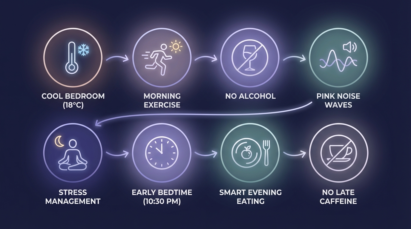 Visual summary of key habits that increase deep sleep quality