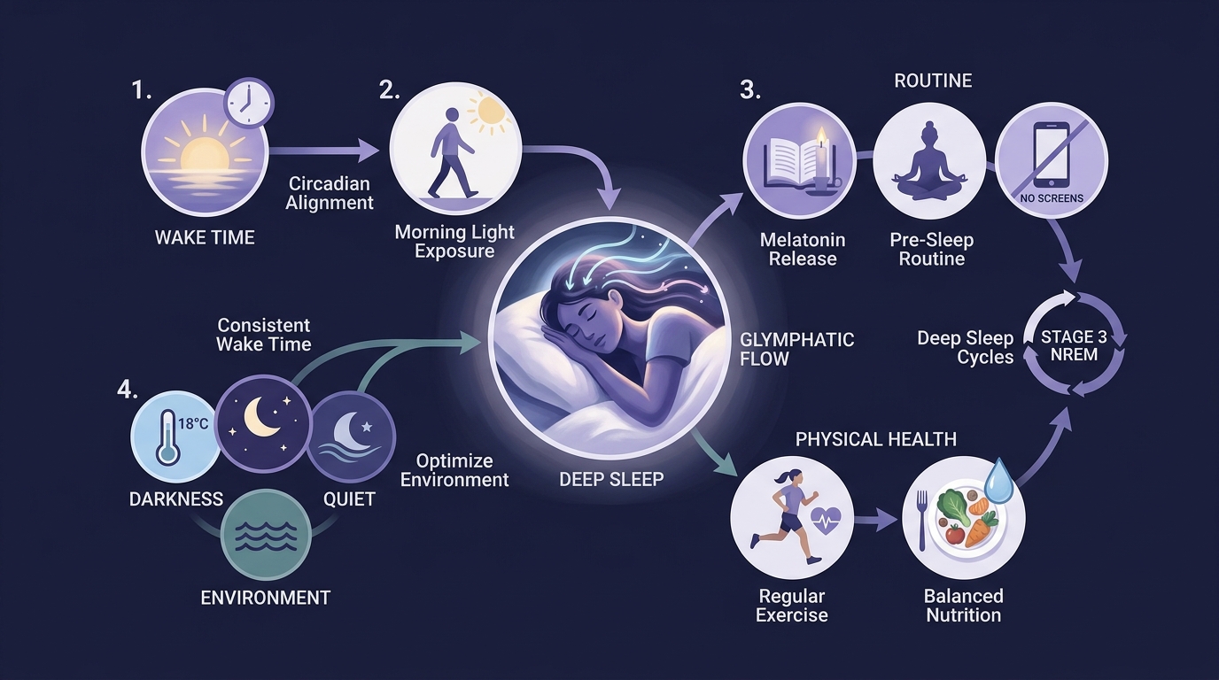 Checklist of habits to improve deep sleep and glymphatic clearance