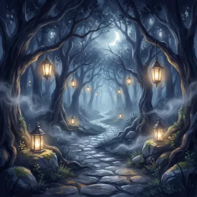 Moonlit garden path representing guided meditations