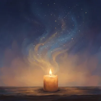 Candle dissolving into starlight representing sleep timer