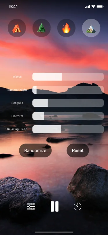 Sleep Relax app - Sound library with categories